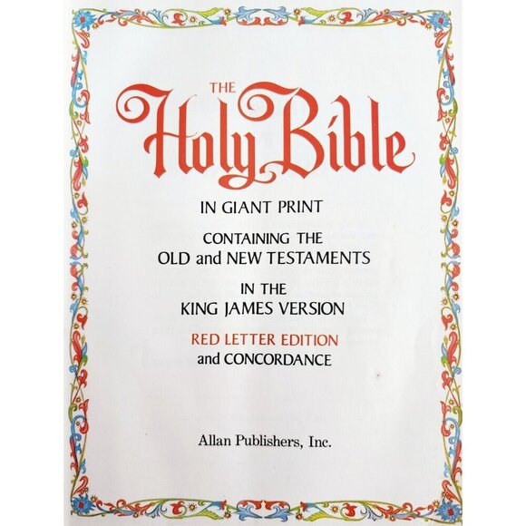 1975 Holy Bible Giant Print KJV Red Letter Concordance Old New Testaments WHBS - Picture 3 of 9